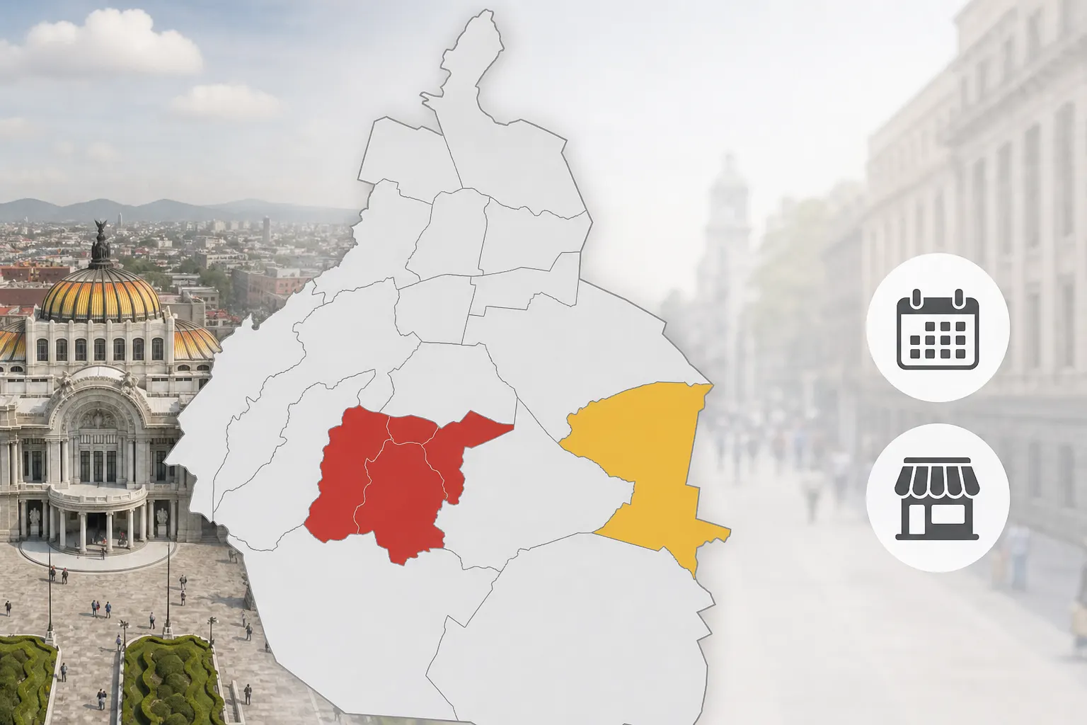 Mapa de las zonas de la CDMX con restricciones de venta de alcohol durante las fiestas patrias de 2026