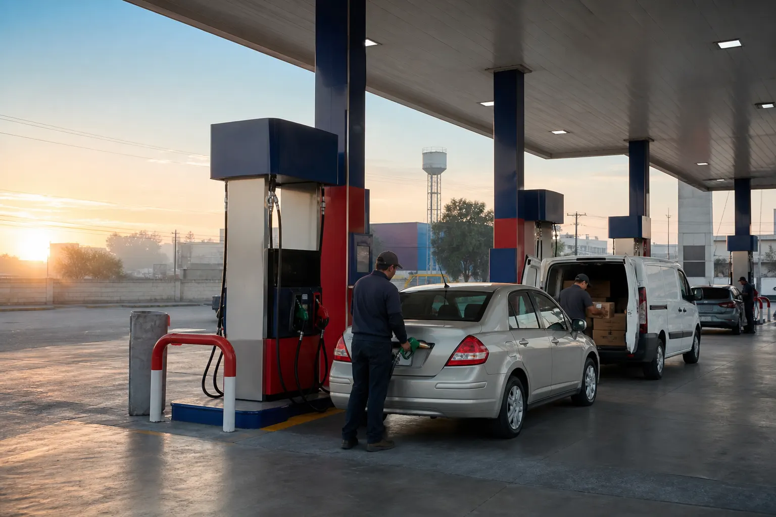 Estación de gasolina en México con precios de combustible durante septiembre de 2026