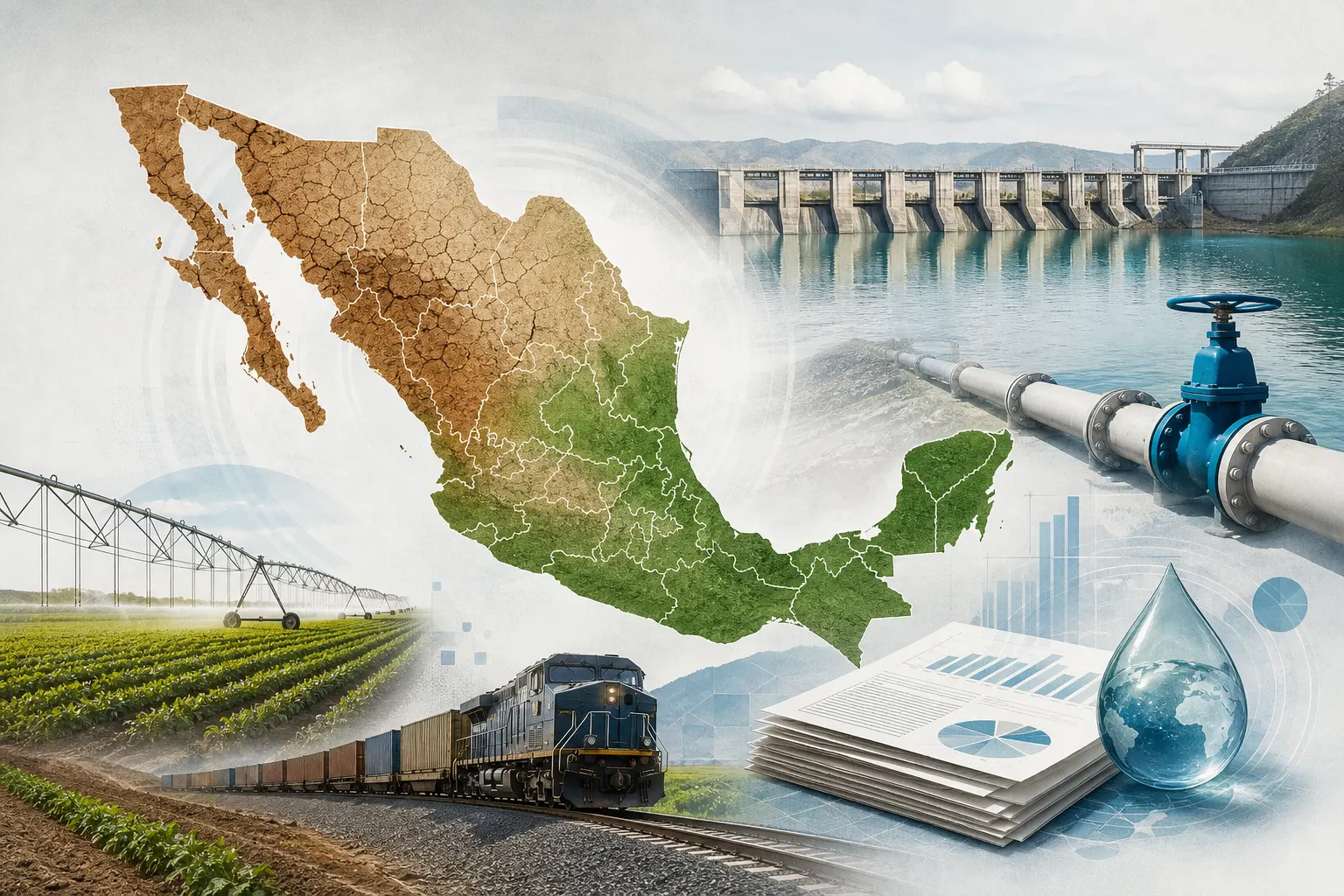 Infraestructura hídrica y ferroviaria asociada al presupuesto climático de México para 2027