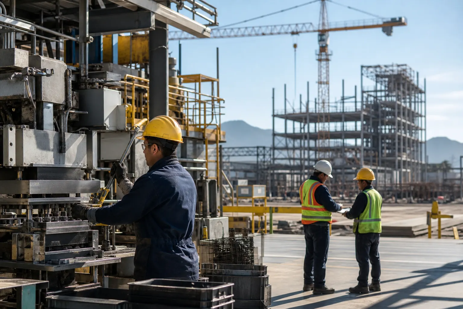 Planta manufacturera y obra de construcción en México