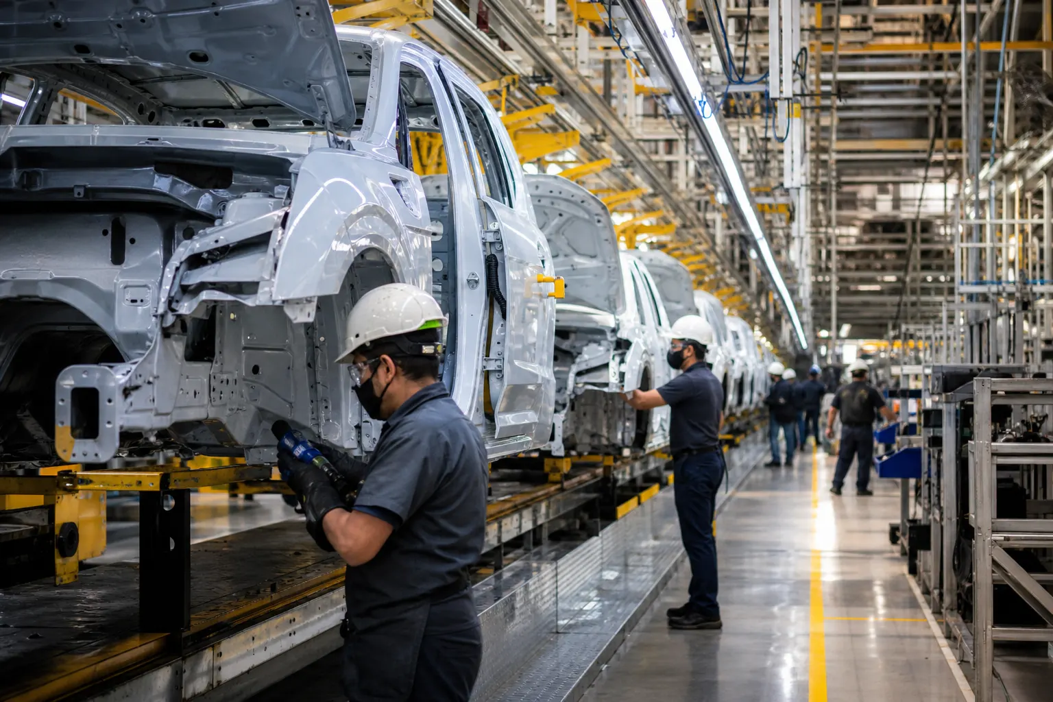 Línea de ensamblaje automotriz en una planta de México