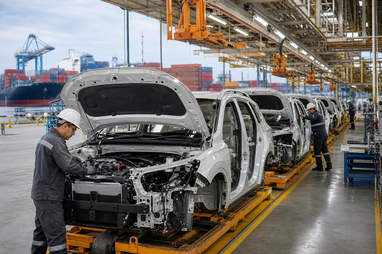 Línea de producción de vehículos ligeros en una planta automotriz de México
