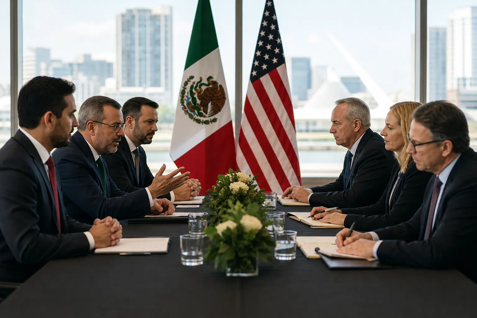 Marcelo Ebrard y Jamieson Greer durante una reunión comercial en Milwaukee