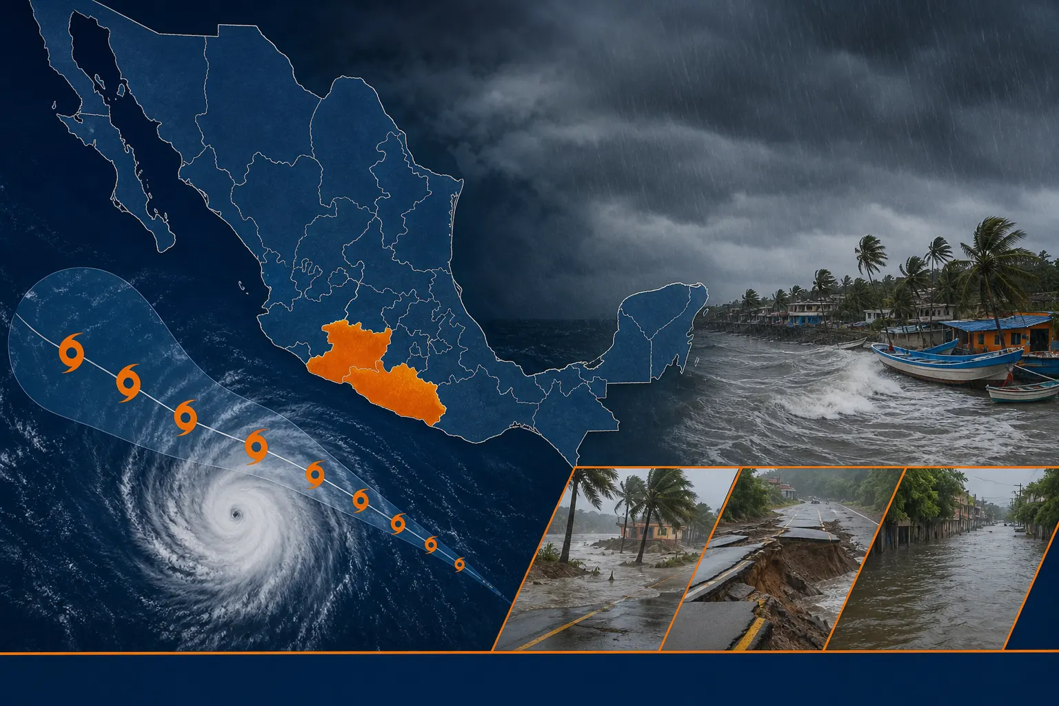 Mapa de Guerrero y Michoacán ante el riesgo de lluvias del huracán Simón
